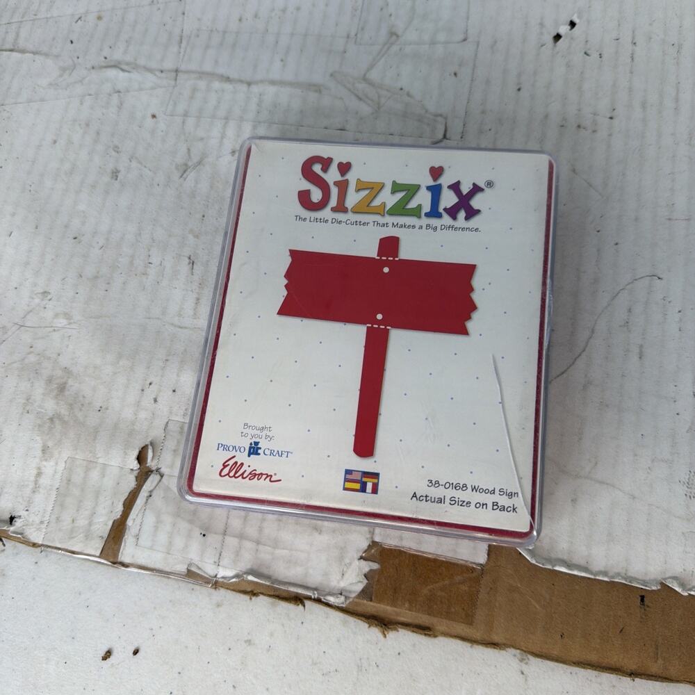 Sizzix Wood Sign Originals Red Die #38-0168 New Sealed Broken Case As Pictured